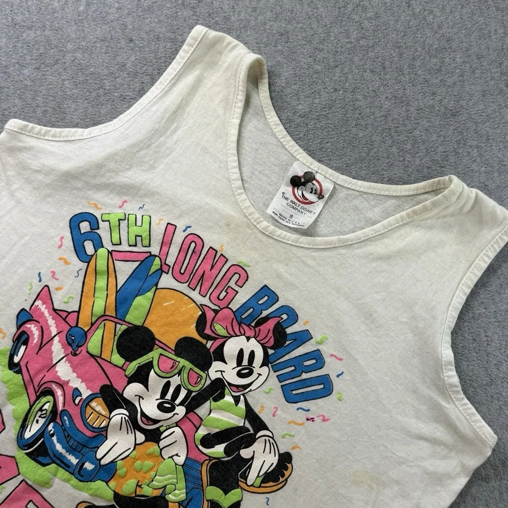 Vintage 80s Mickey & Minnie Tank Top‎ S  6th Long Board Meet USA Single Stitch